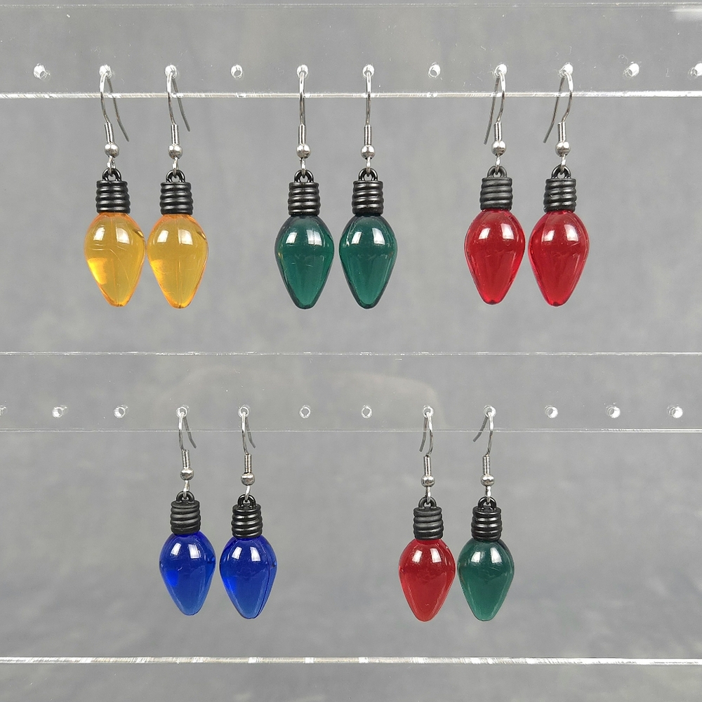 Festive Christmas Light Bulb Dangle Earrings Holiday Fashion Jewelry